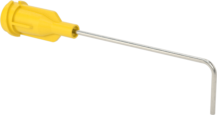 Luer Lock Bağlantılı Paslanmaz Çelik Şırınga İğneleri, 90 Derece Açı, 20 Gauge, 1-1/2" Uzunlukta İğne
