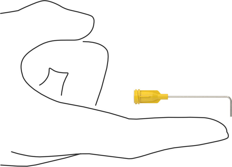 Luer Lock Bağlantılı Paslanmaz Çelik Şırınga İğneleri, 90 Derece Açı, 20 Gauge, 1-1/2" Uzunlukta İğne