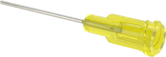 Luer Lock Bağlantılı Paslanmaz Çelik Şırınga İğneleri, 1" İğne Uzunluğu, Küt Oval Uçlu Düz, 20 Gauge