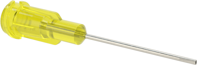 Luer Lock Bağlantılı Paslanmaz Çelik Şırınga İğneleri, 1" İğne Uzunluğu, Küt Oval Uçlu Düz, 20 Gauge
