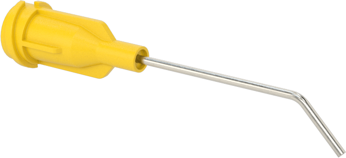 Luer Lock Bağlantılı Paslanmaz Çelik Şırınga İğneleri, 45 Derece Açı, 20 Gauge, 1" Uzunlukta İğne