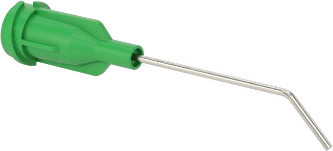 Luer Lock Bağlantılı Paslanmaz Çelik Şırınga İğneleri, 45 Derece Açı, 21 Gauge, 1" Uzunlukta İğne