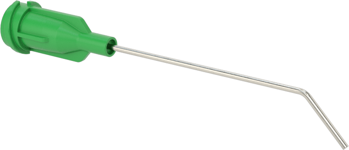 Luer Lock Bağlantılı Paslanmaz Çelik Şırınga İğneleri, 45 Derece Açı, 21 Gauge, 1-1/2" Uzunlukta İğne