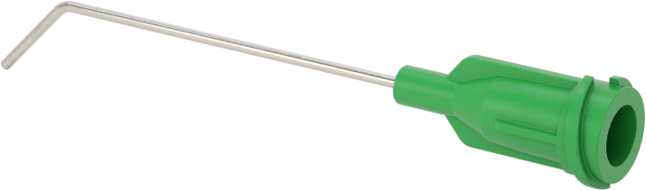 Luer Lock Bağlantılı Paslanmaz Çelik Şırınga İğneleri, 45 Derece Açı, 21 Gauge, 1-1/2" Uzunlukta İğne