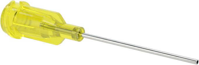 Luer Lock Bağlantılı Paslanmaz Çelik Şırınga İğneleri, 1" İğne Uzunluğu, Küt Uçlu Düz, 20 Gauge