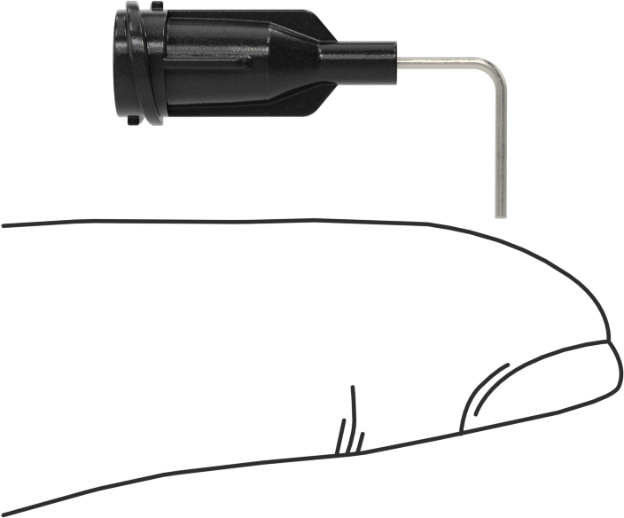 Luer Lock Bağlantılı Paslanmaz Çelik Şırınga İğneleri, 90 Derece Açı, 22 Gauge, 1/2" Uzunlukta İğne