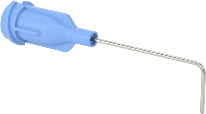Luer Lock Bağlantılı Paslanmaz Çelik Şırınga İğneleri, 90 Derece Açı, 23 Gauge, 1" Uzunlukta İğne