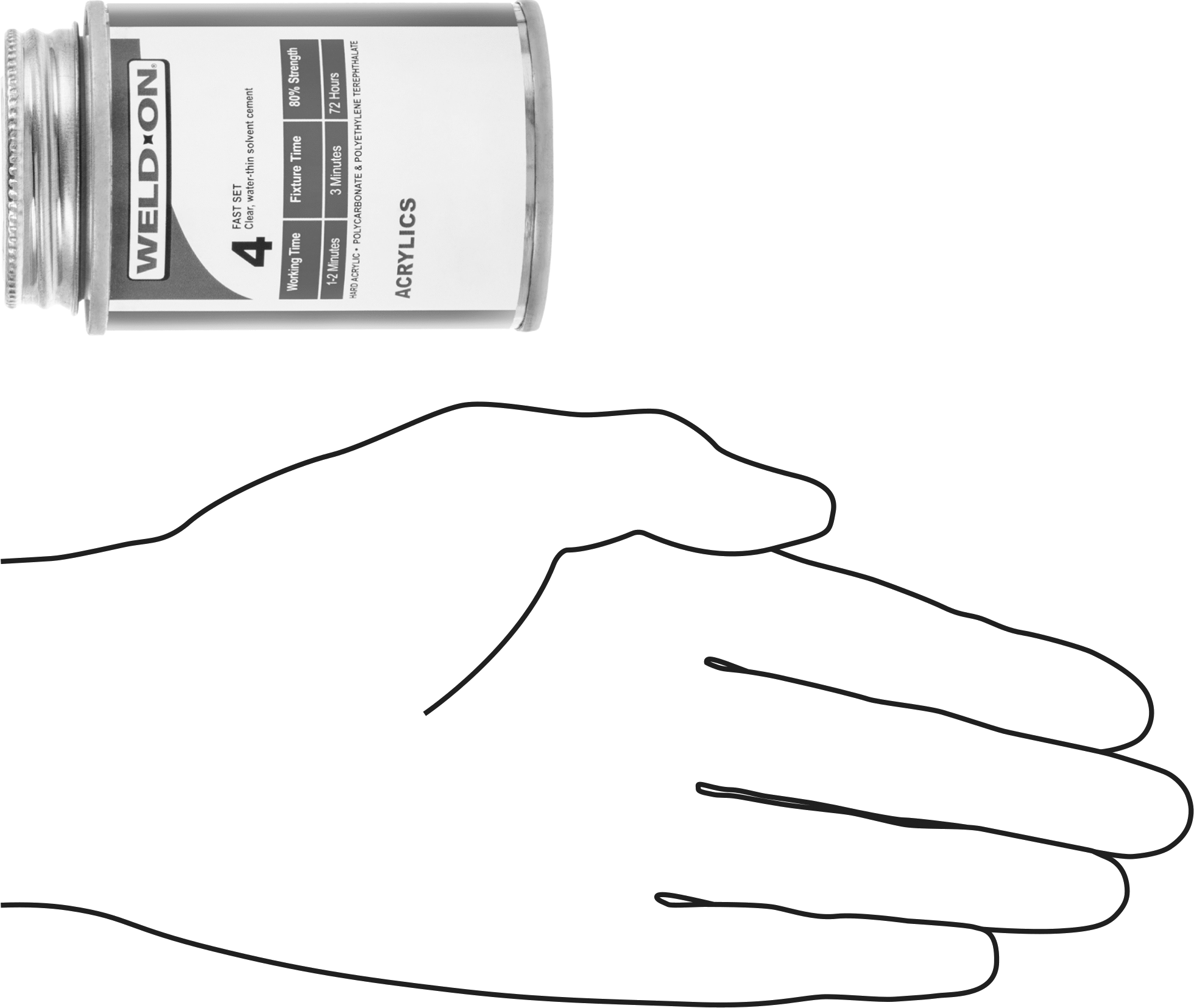 Akrilik için Beyazlatmayan Çimento, Scigrip 4, 4 FL. oz. Kutu