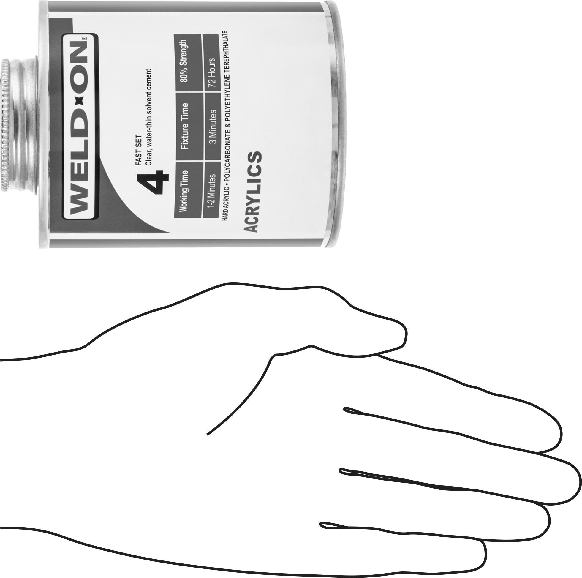 Akrilik için Beyazlatmayan Çimento, Scigrip 4, 16 FL. oz. Kutu