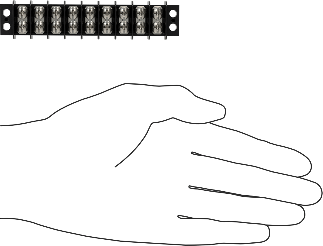 300V AC/300V DC Terminal Bloğu, Dokuz adet 20A devre, 3/8" Merkezden Merkeze