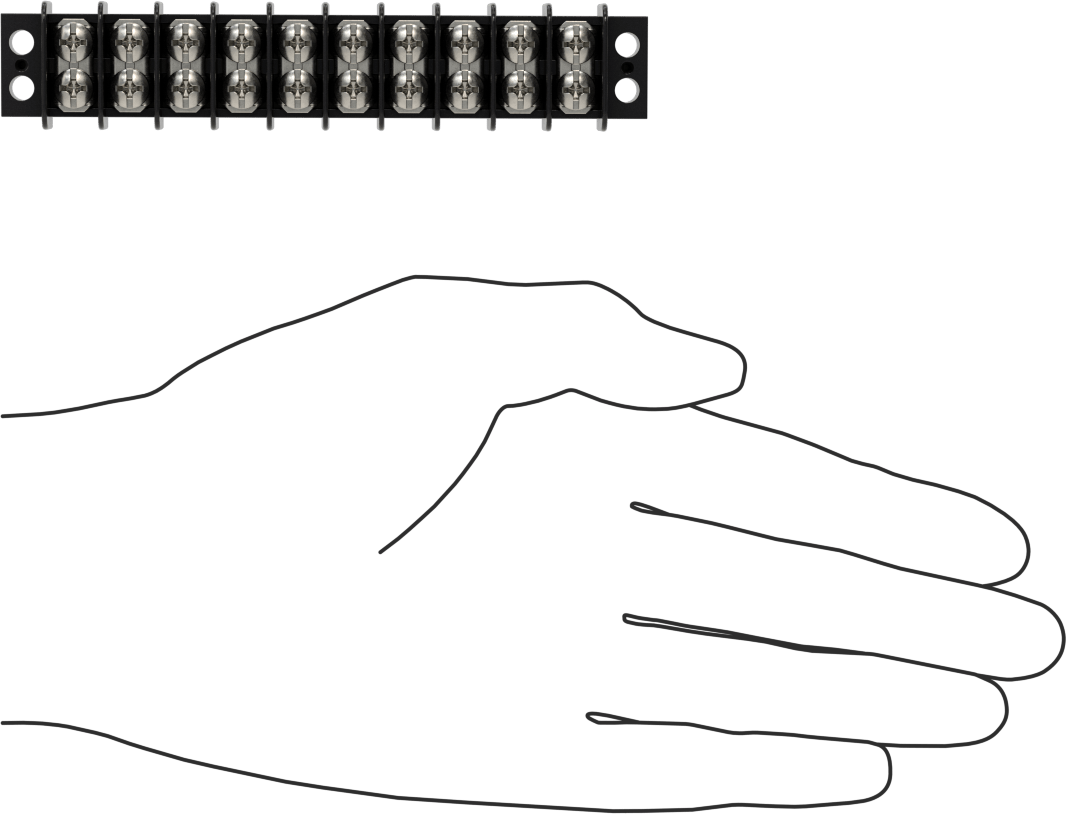 300V AC/300V DC Terminal Bloğu, On adet 20A Devre, 3/8" Merkezden Merkeze