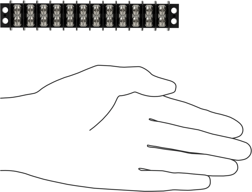 300V AC/300V DC Terminal Bloğu, On iki adet 20A devre, 3/8" Merkezden Merkeze