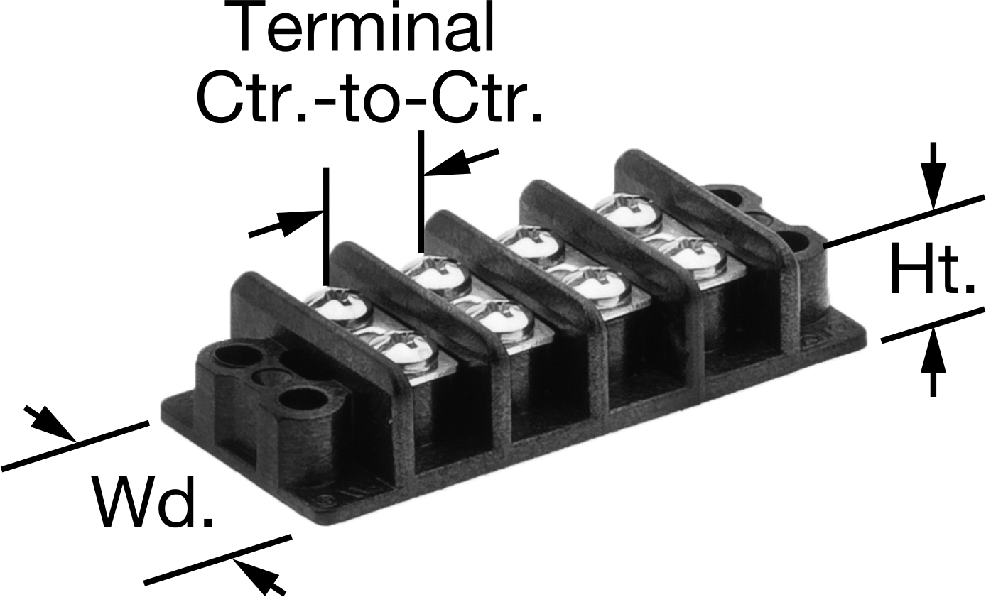 300V AC/300V DC Terminal Bloğu, Dört adet 30A devre, 7/16" Merkezden Merkeze