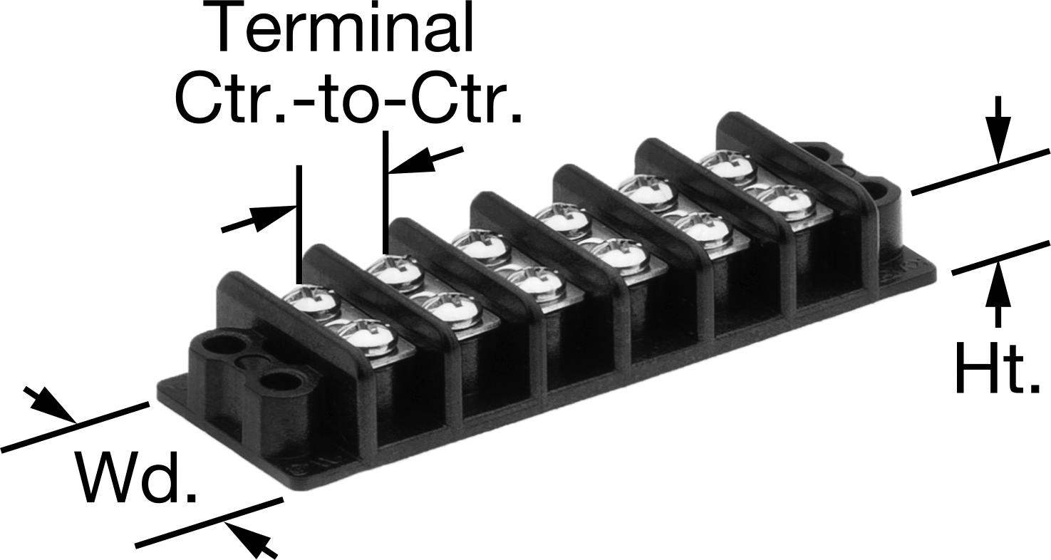 300V AC/300V DC Terminal Bloğu, Altı adet 30A Devre, 7/16" Merkezden Merkeze