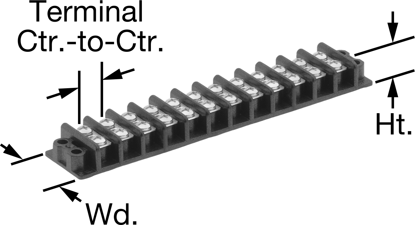 300V AC/300V DC Terminal Bloğu, On iki adet 30A Devre, 7/16" Merkezden Merkeze