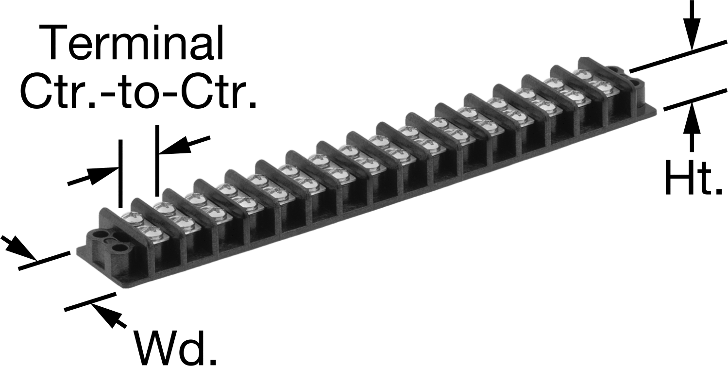 300V AC/300V DC Terminal Bloğu, On altı adet 30A Devre, 7/16" Merkezden Merkeze