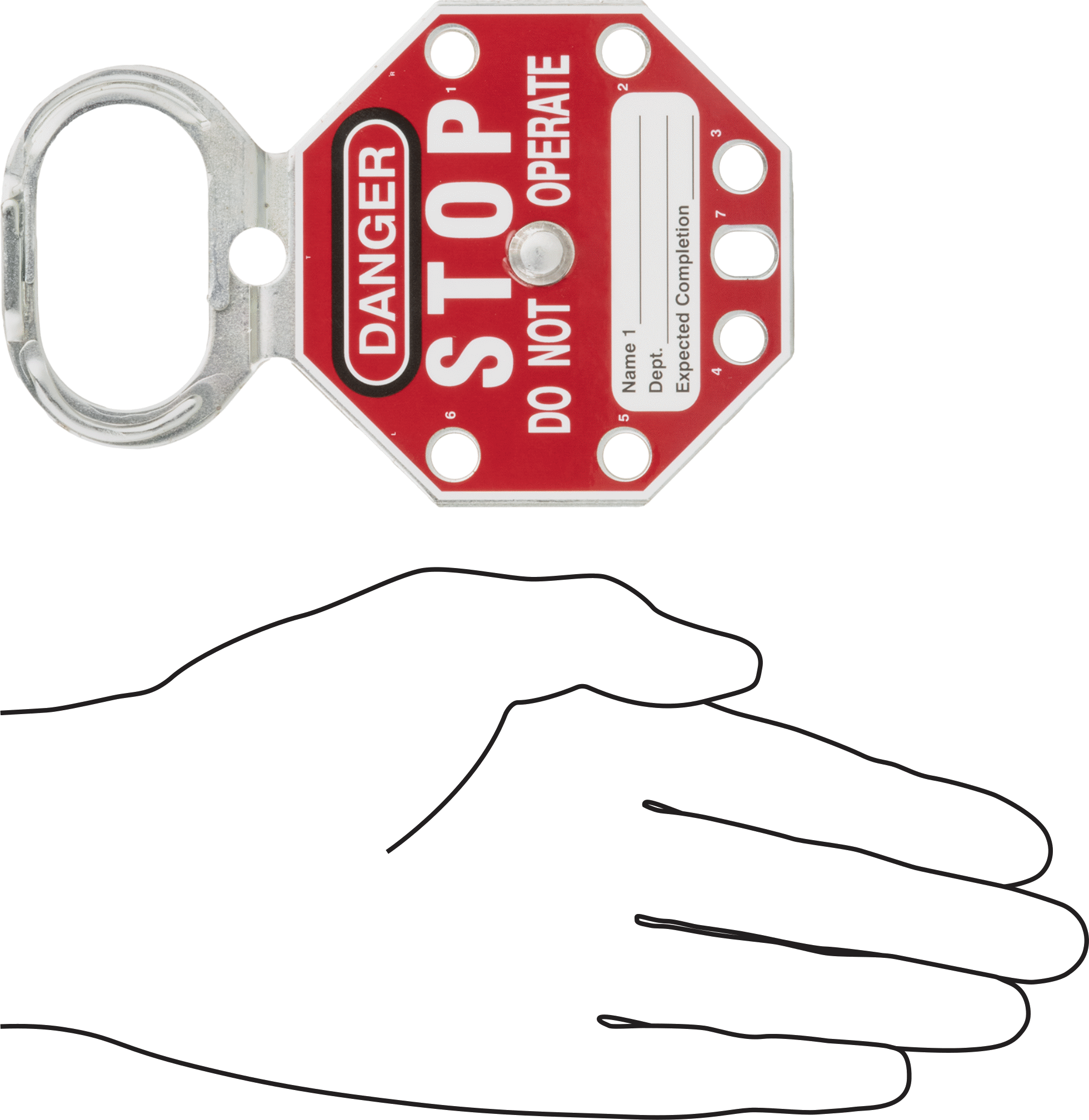 Etiketli Kilitleme Mandalları, Vinil Kaplı Çelik, 1-1/8“ x 2-1/16” Mandal Boşluğu