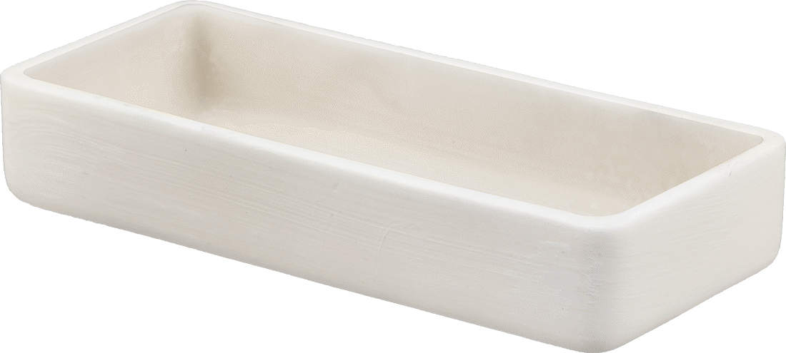Yüksek Saflıkta Alümina Pota, 64 ml/2,1 FL oz Kapasite, 4“ Uzunluk x 1-3/4” Genişlik