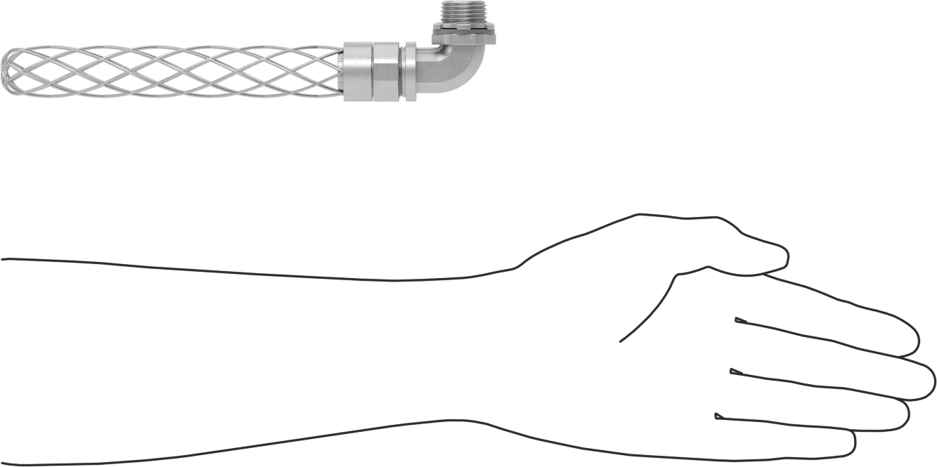 Sıvı Sızdırmaz Esnek Metal Kanal Adaptörü, Ağ Tutamaklı, 90 Derece, 3/8 Anma Ölçüsü Dişi x 1/2 NPT Erkek