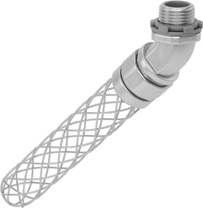 Sıvı Sızdırmaz Esnek Metal Kanal Adaptörü, Ağ Tutamaklı, 45 Derece, 1/2 Anma Ölçüsü Dişi x NPT Erkek