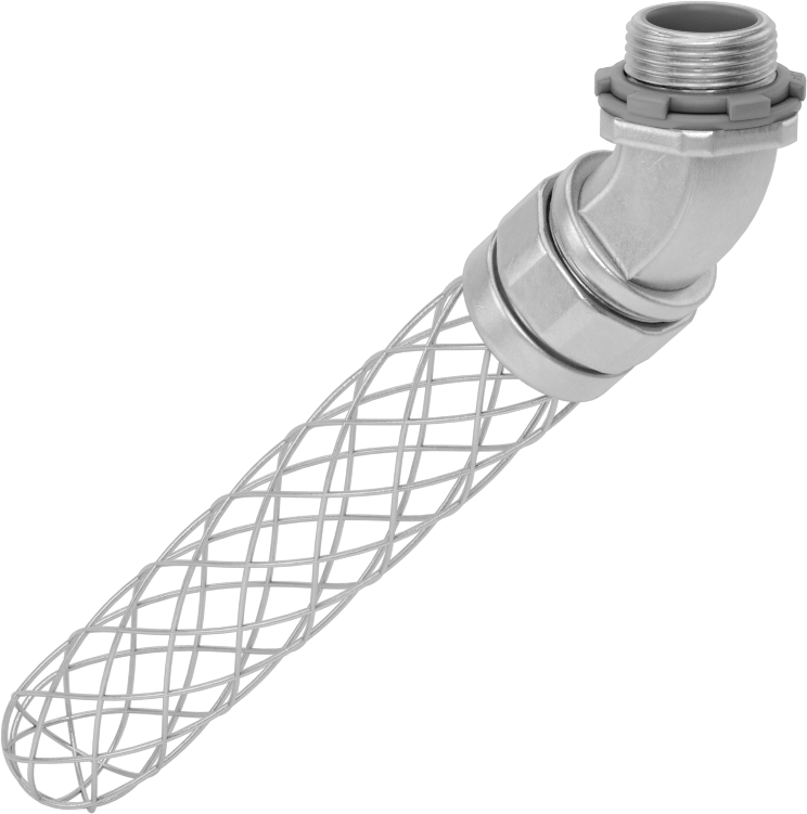 Sıvı Sızdırmaz Esnek Metal Kanal Adaptörü, Ağ Tutamaklı, 45 Derece, 3/4 Anma Ölçüsü Dişi x NPT Erkek