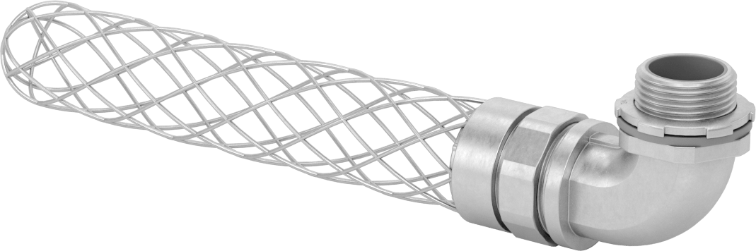 Sıvı Sızdırmaz Esnek Metal Kanal Adaptörü, Ağ Tutamaklı, 90 Derece, 3/4 Anma Ölçüsü Dişi x NPT Erkek