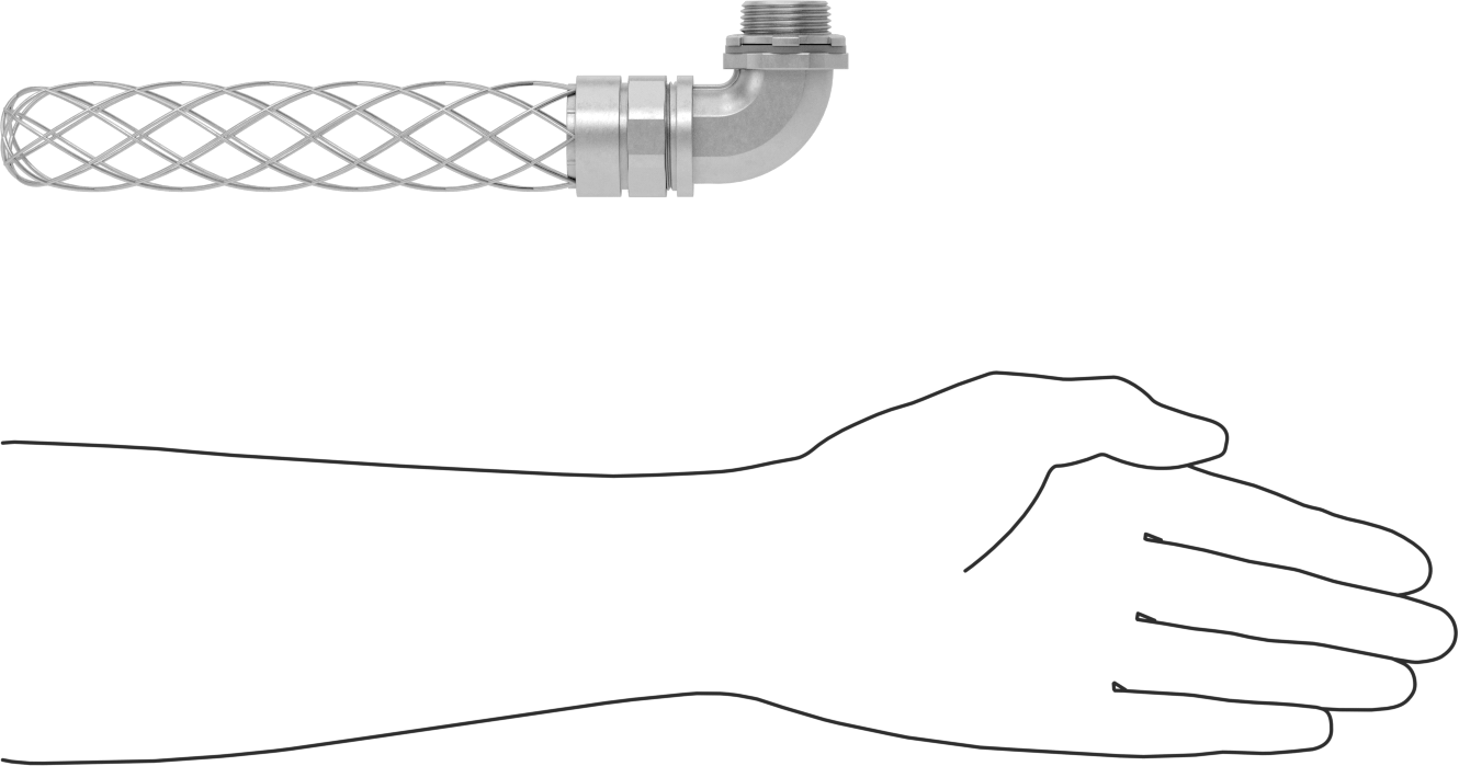 Sıvı Sızdırmaz Esnek Metal Kanal Adaptörü, Ağ Tutamaklı, 90 Derece, 3/4 Anma Ölçüsü Dişi x NPT Erkek