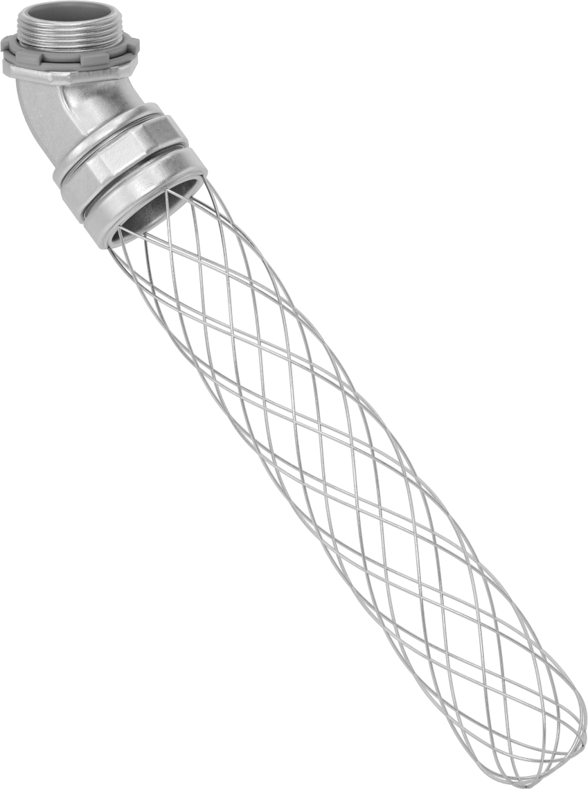 Sıvı Sızdırmaz Esnek Metal Kanal Adaptörü, Ağ Tutamaklı, 45 Derece, 1-1/4 Anma Ölçüsü Dişi x NPT Erkek