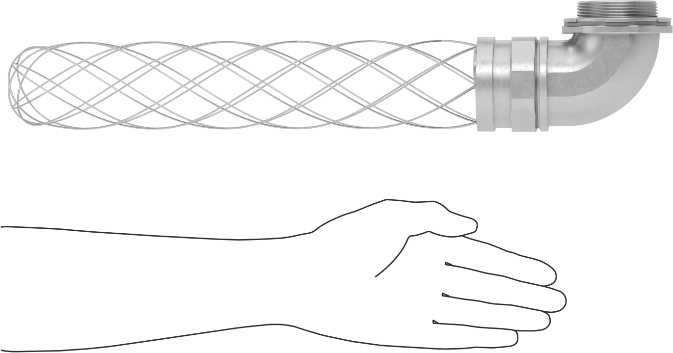 Sıvı Sızdırmaz Esnek Metal Kanal Adaptörü, Ağ Tutamaklı, 90 Derece Dirsek, 2 Anma Ölçüsü Dişi x NPT Erkek