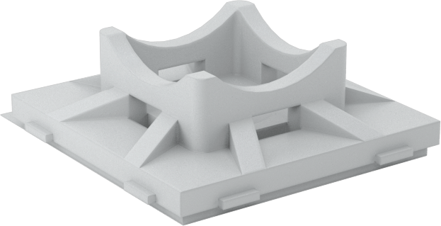 Kablo Bağı Montaj Aparatı, Yapıştırıcı/Vidalı, 4-Way, 3/4" Toplam Genişlik, Krem