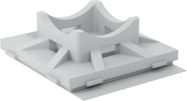 Kablo Bağı Montaj Aparatı, Yapıştırıcı/Vidalı, 4-Way, 3/4" Toplam Genişlik, Krem