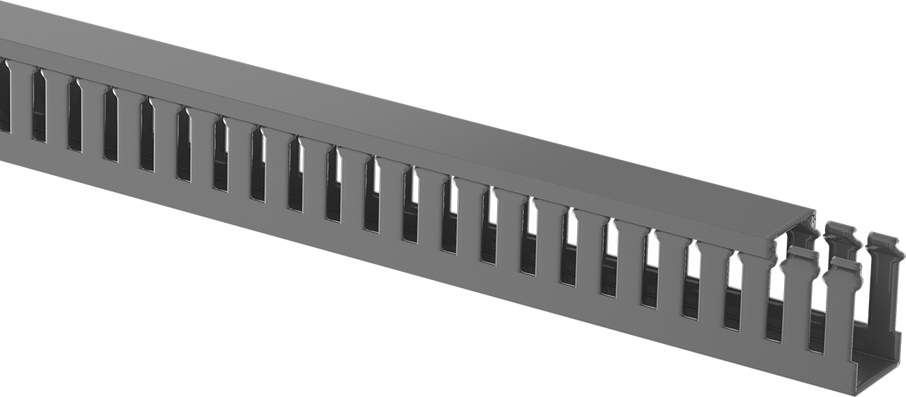 Yivli Tel Kanalı, Geçmeli Kapaklı, 2-1/4“ Yükseklik x 1-1/2” Genişlik, Gri