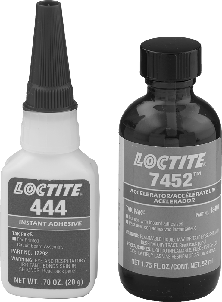 Elektronik Cihazlar için Yalıtım Yapıştırıcısı, Siyanoakrilat, Loctite® 444 ve Hızlandırıcı, 0,7 FL. oz