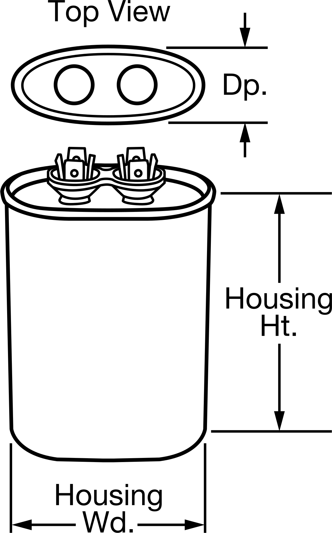 AC Motor Çalışma Kondansatörü, Oval, 2,9-3,1 µ-F Kapasitans