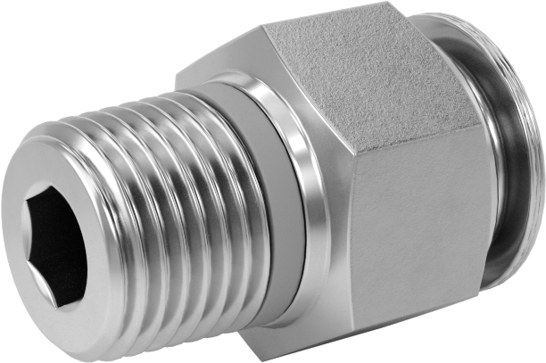 Hava ve Su için Paslanmaz Çelik Push-to-Connect Tüp Bağlantı Elemanı, Düz, 1/4" Boru Dış Çapı için, 1/8 Evrensel Diş Boyutu