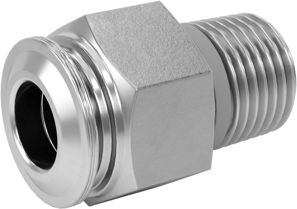 Hava ve Su için Paslanmaz Çelik Push-to-Connect Tüp Bağlantı Elemanı, Düz, 1/4" Boru Dış Çapı için, 1/8 Evrensel Diş Boyutu