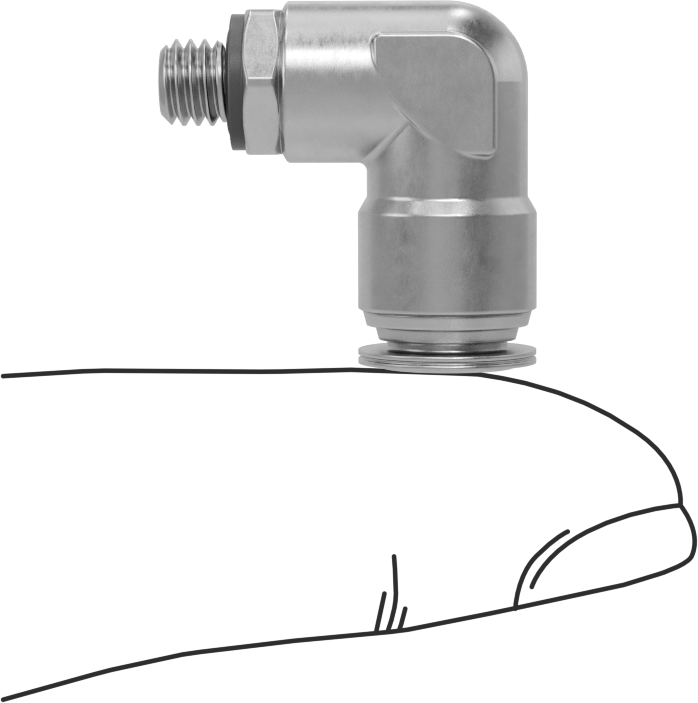 Hava ve Su için Paslanmaz Çelik Push-to-Connect Tüp Bağlantı Elemanı, 90 Derece Dirsek Adaptörü, Döner, 5/32" Dış Çap x 10-32 Erkek için