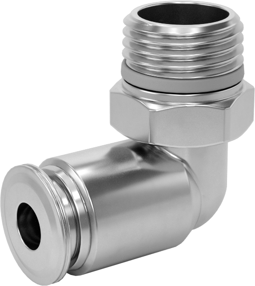 Hava ve Su için Paslanmaz Çelik Push-to-Connect Tüp Bağlantı Elemanı, Dirsek, 4 mm Boru Dış Çapı için, 1/8 Evrensel Diş Boyutu