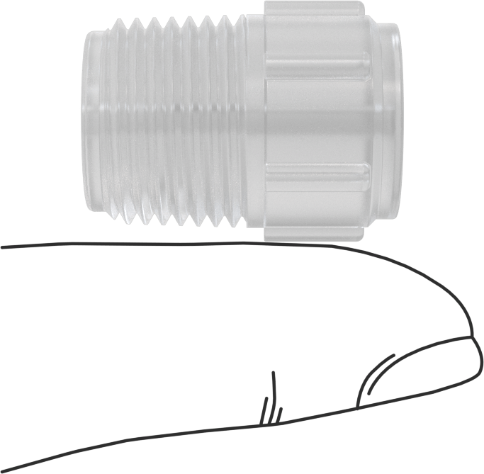 Katı Akışlı Püskürtme Memesi, PVDF Plastik, 3/8 NPT Erkek, 0.5 gpm @ 10 PSI