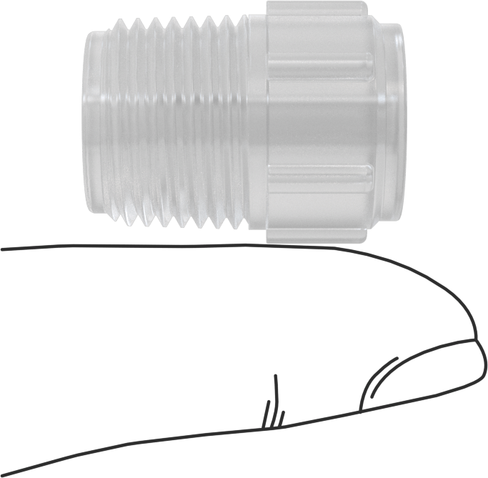 Katı Akışlı Püskürtme Memesi, PVDF Plastik, 3/8 NPT Erkek, 1.5 gpm @ 10 PSI