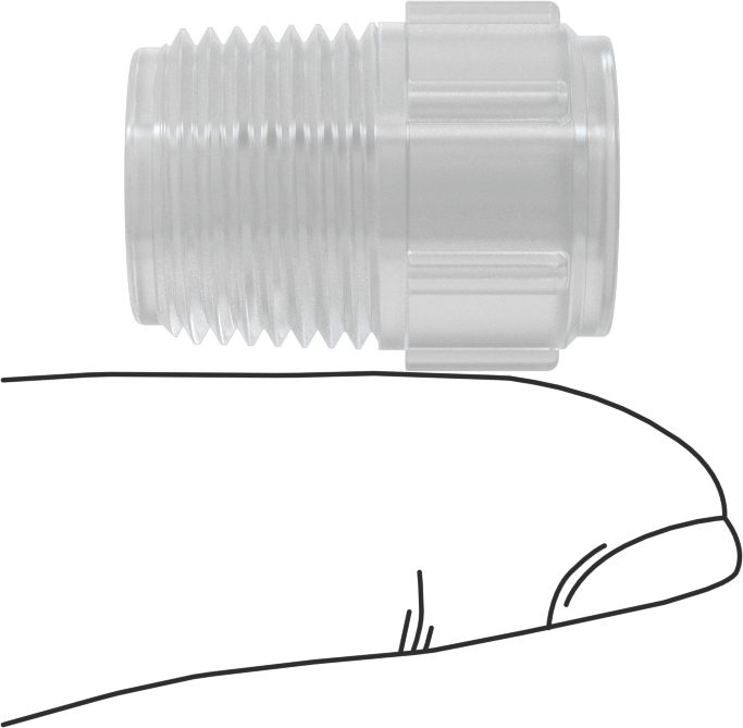 Katı Akışlı Püskürtme Memesi, PVDF Plastik, 3/8 NPT Erkek, 3.5 gpm @ 10 PSI