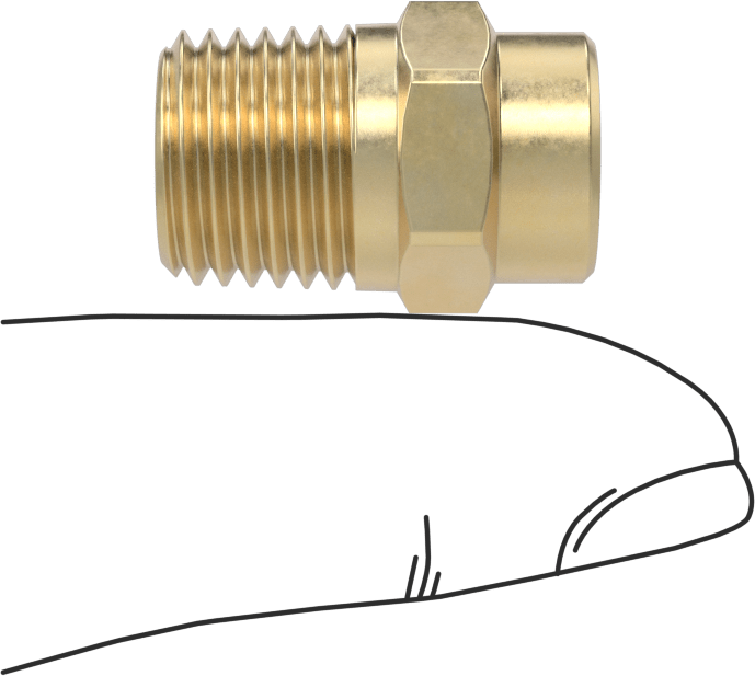 Katı Akışlı Püskürtme Memesi, Pirinç, 1/4 NPT Erkek, 10 PSI'da 0,9 gpm