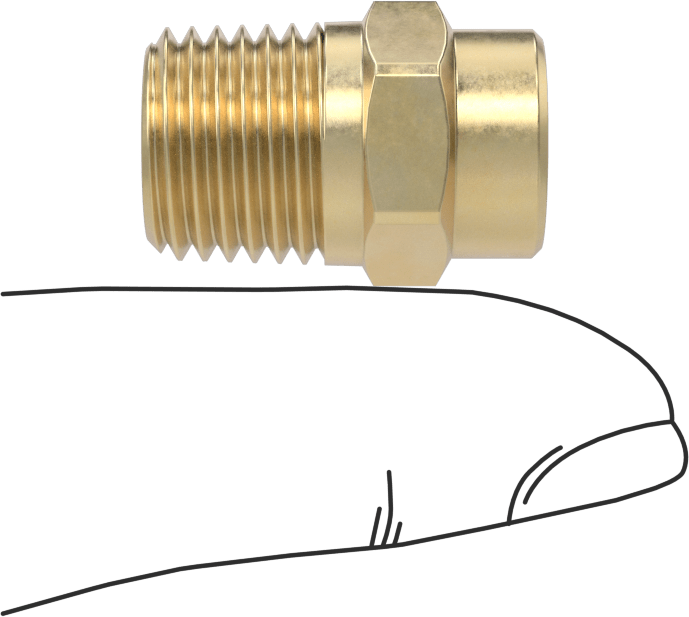 Katı Akışlı Püskürtme Memesi, Pirinç, 1/4 NPT Erkek, 10 PSI'da 2,4 gpm
