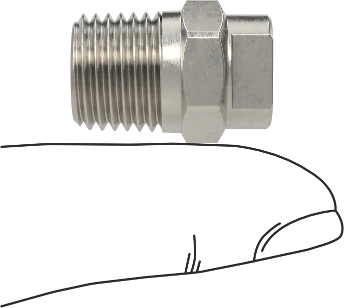 Katı Akışlı Püskürtme Memesi, 303 Paslanmaz Çelik, 1/4 NPT Erkek, 10 PSI'da 2,4 gpm