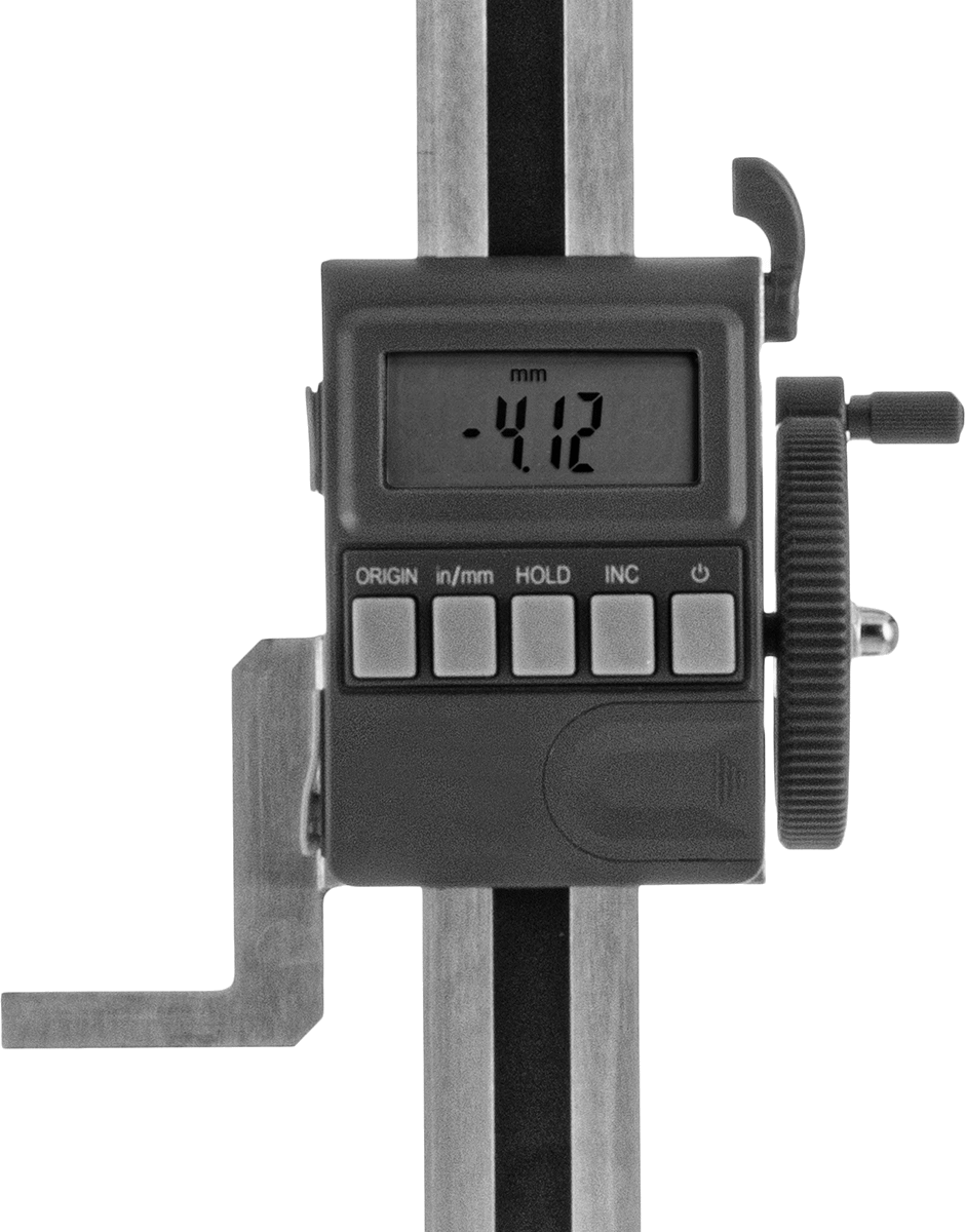 Elektronik Yükseklik Ölçer, El Tekerleği ile, 0“ ila 12”/ 0 mm ila 300 mm Ölçüm Aralığı