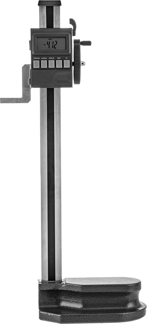 Elektronik Yükseklik Ölçer, El Tekerleği ile, 0“ ila 18”/ 0 mm ila 450 mm Ölçüm Aralığı