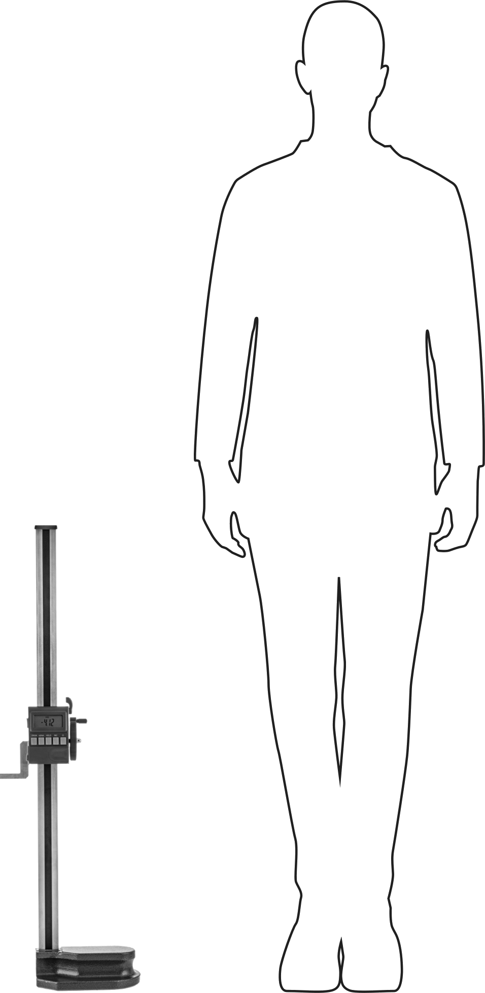 Elektronik Yükseklik Ölçer, El Tekerleği ile, 0“ ila 24”/ 0 mm ila 600 mm Ölçüm Aralığı