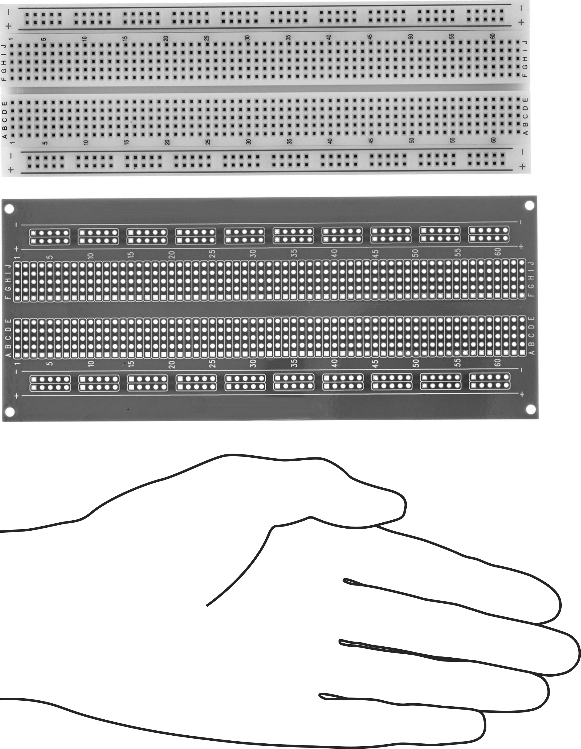 Kullanıma Hazır Devre Kartı Kiti, 6-5/8“ Uzunluk x 2-3/4” Genişlik, 830 Toplam Temas Noktası