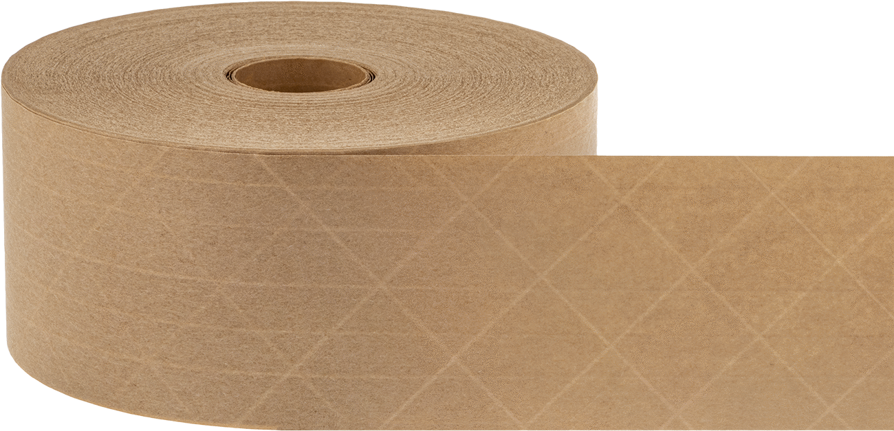 Güçlendirilmiş Suyla Etkinleşen Ambalaj Bandı, 2-3/4" Genişlik, 450 Fit Uzunluk, 0,006" Toplam Kalınlık, Kahverengi