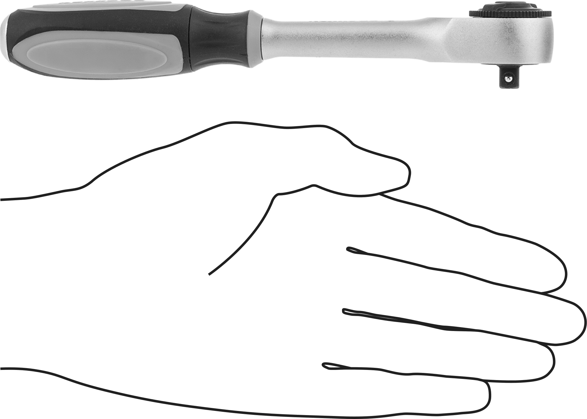 Büküm Saplı Cırcır Anahtarı, 1/4" Kare Tahrik
